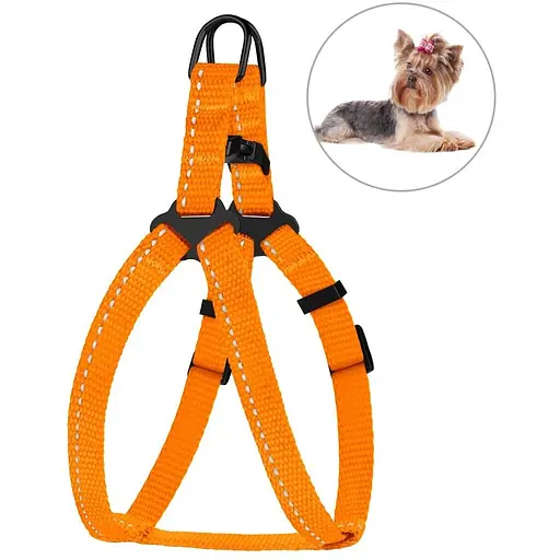 Шлея для собак Barksi Active світловідбивна (обхват грудей 24-30 см ширина 1 см) помаранчева - фото 2