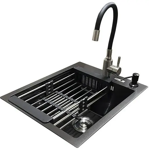 Комплект мийка + змішувач Romzha Arta U-350S BL (С)