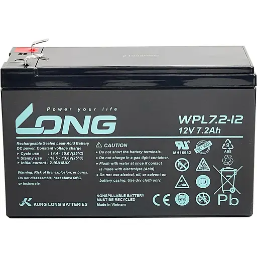 Акумуляторна батарея для ДБЖ Long 12 V / 7.2 А*ч (WPL7.2-12) - фото 1