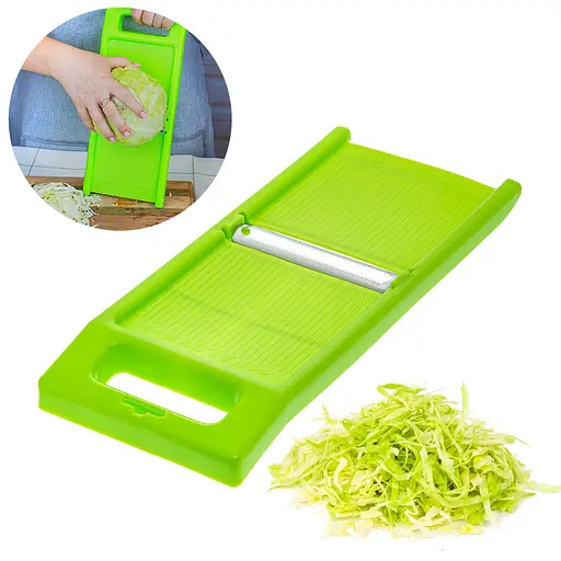 Ручна пластикова шинковка для капусти та нарізки овочів та фруктів з плаваючим лезом (34х14.5 см), Kitchette Салатовий 85424 - фото 3