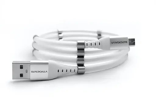 Кабель магнитный SuperCalla USB-A to micro-USB magnetic 10 магнитов белый