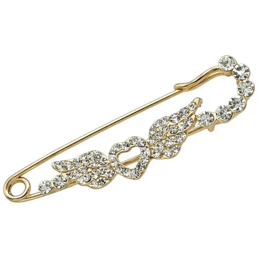 Стильна брошка-шпилька з кристалами для особливого образу декоративна жіноча прикраса на одяг Золотистий - фото 1