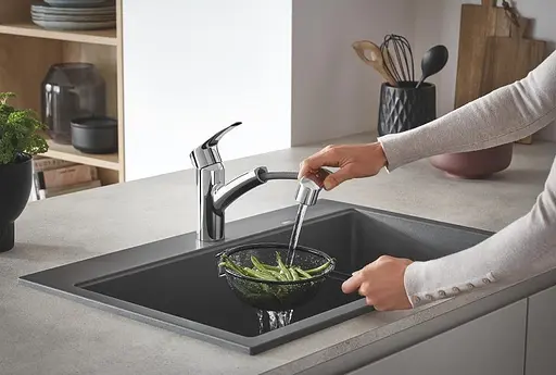 Змішувач для кухні Grohe Eurosmart з висувним виливом Хром 30412 - фото 7