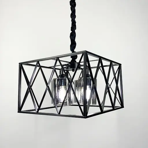 Сдержанная люстра в металлическом каркасе на 4 лампы Line.F Цвет плафона Янтарный - фото 3