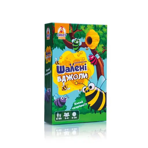 Дитяча настільна гра "Шалені бджоли" Vladi Toys VT8077-06, 54 фішки, правила гри - фото 1
