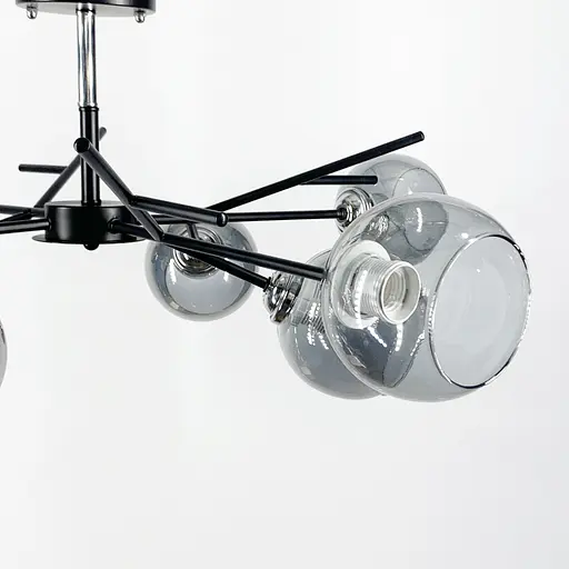 Люстра в черном корпусе на 6 ламп Line.F Цвет плафона Белый - фото 3