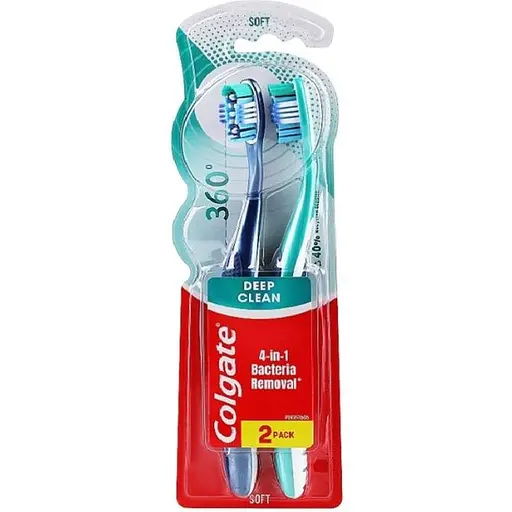 Зубна щітка Colgate 360 Суперчистота усієї порожнини рота синя з зеленим 2 шт.  - фото 1