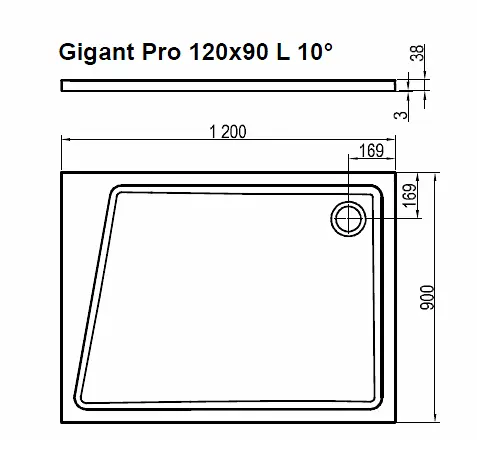Душовий піддон Ravak Gigant Pro 120x90 L 10° XA05G70101L - фото 5