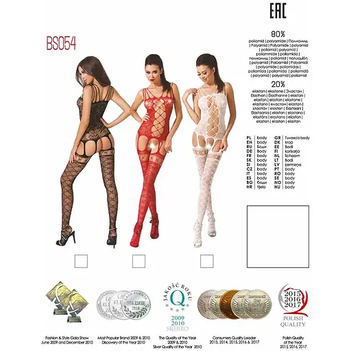 Бодистокинг Passion BS054 Red, комбинезон, имитация чулок, открытый животик - фото 5