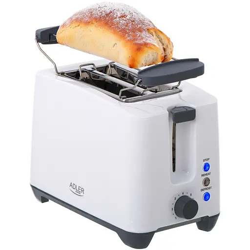 Тостер Adler AD 3216 white 1000Вт/2 відділення/7 режимів підсмажування/розморожування/підігрів булок - фото 6