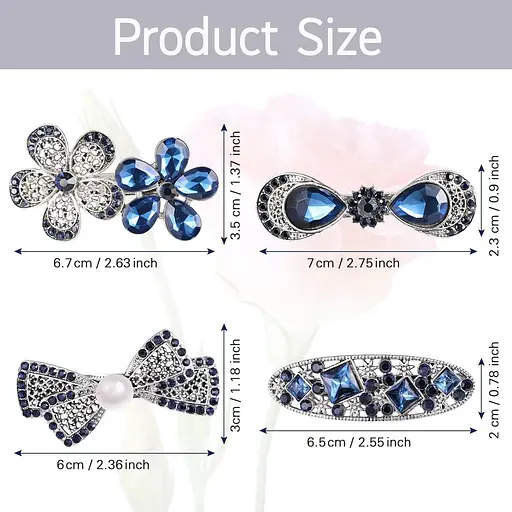 Шпилька для волосся у вигляді метелика, вінтажні сині кришталеві шпильки для волосся, стрази, квіти, намистини - фото 3