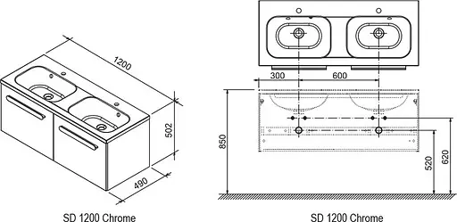 Тумба під умивальник Ravak SD 1200 Chrome каппучино X000000964 - фото 8