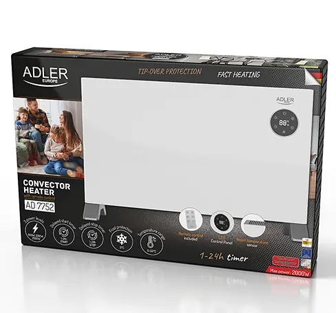 Конвекторний обігрівач з сенсорним керуванням та захистом від перегріву Adler AD 7752 - фото 7