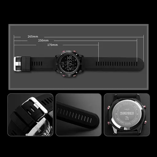 Мужские наручные часы Skmei 1425 Maskulino (Черный) - фото 6
