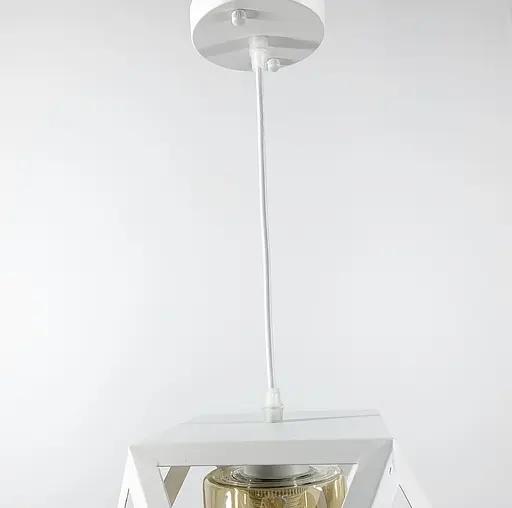 Світильник в геометричному білому металевому корпусі Line.F Колір плафона Янтарний - фото 2