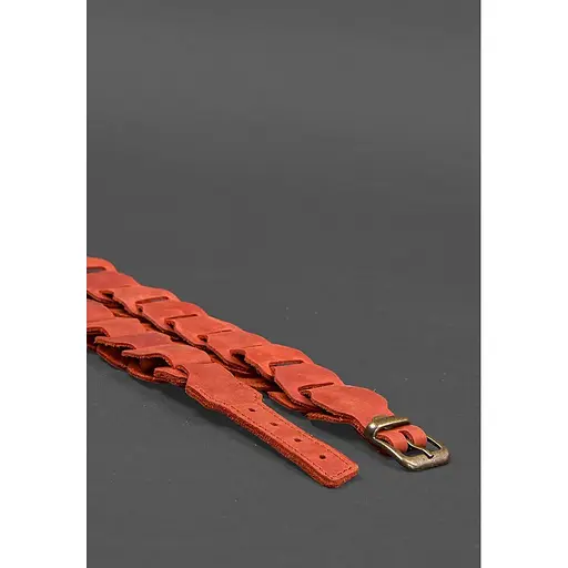 Женский кожаный бохо-ремень BlankNot коралловый - фото 3