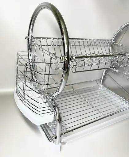 Сушарка для посуду Edenberg EB-2112 двоярусна з піддоном та відсіком для приладів - фото 4