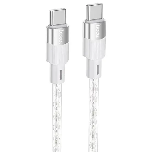 Кабель Hoco X99 Crystal junction 60W silicone charging data cable Type-C to Type-C 3A 1.2 м серый - фото 1