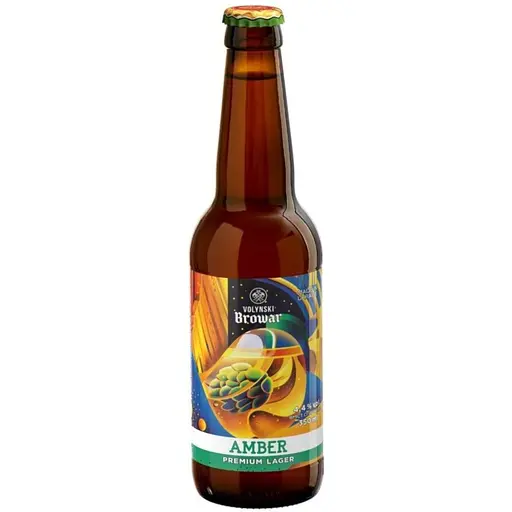 Пиво Volynski Browar Amber, світле, нефільтроване, 4,4%, 0,35 л