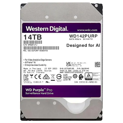 Жорсткий диск Western Digital HDD 3.5 14.0TB WD Purple Pro 7200rpm 512MB (WD142PURP) - фото 1
