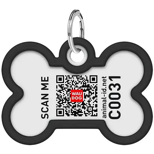 Адреса для собак и кошек металлический WAUDOG Smart ID с QR паспортом рисунок Леопард Д 40 мм Ш 28 мм