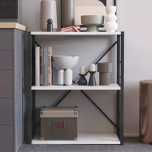 Этажерка 3/60 Ferrum-decor Серии Коннект 75x60x28 черный ДСП Белый 16мм (FRD-104254)