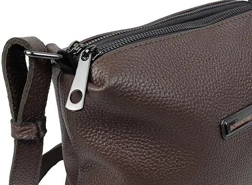 Женская кожаная сумка Borsacomoda на плечо темно-коричневая sum0028716 - фото 9