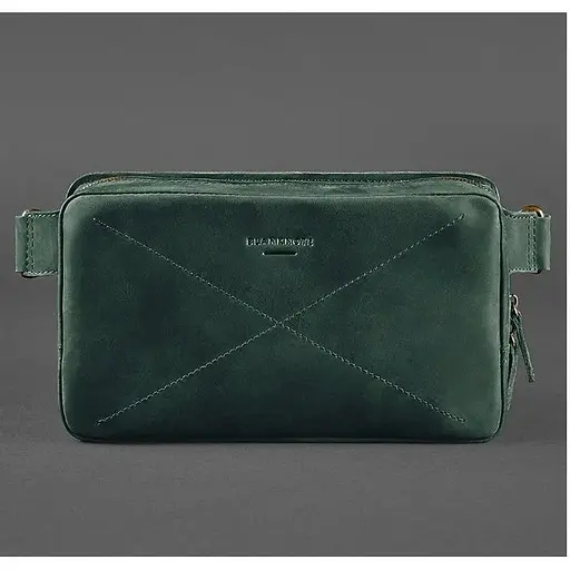 Шкіряна поясна сумка Dropbag Maxi зелена - фото 1