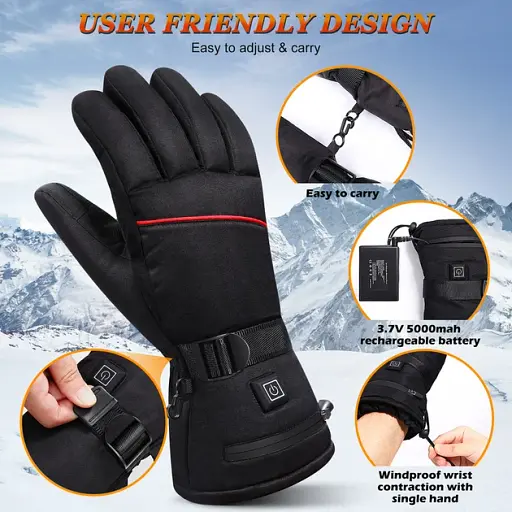 Перчатки с подогревом на аккумуляторах до 50 градусов Movtotop 5000 mAh, размер L Black - фото 6