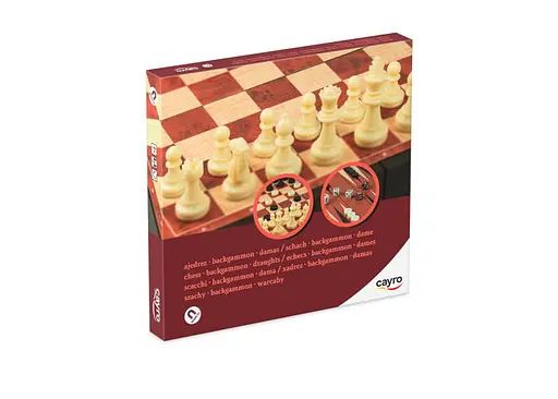 Настольная игра CAYRO Магнитные шахматы-шашки-нарды с отсеками для хранения фигур (поле 24x24 см) (446)