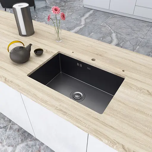 Кухонна мийка під стільницю з PVD покриттям багатофункціональна чорна Nett NB-5742U, Чорний - фото 6