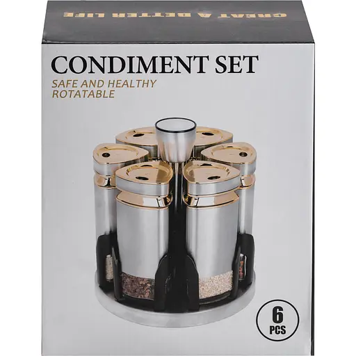 Набір ємностей для спецій TS Kitchen HP1326 на підставці 6 баночок по 120 мл хром - фото 4