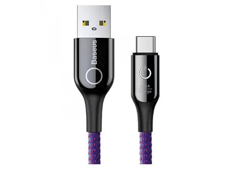 Кабель Baseus C-shaped Light Intelligent power-off Cable USB For Type-C 3A 1 м Фиолетовый - фото 1