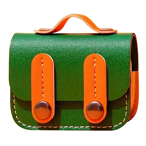 Шкіряний футляр Briefcase для навушників AirPods 3 Green / Orange