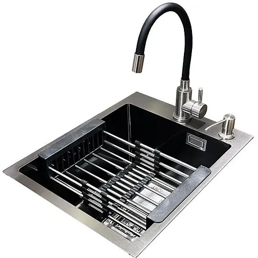 Комплект мойка + смеситель Romzha Arta Nova U-350 BL (C) - фото 1