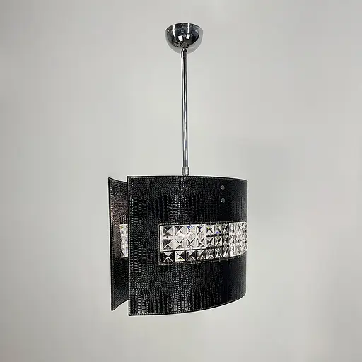 Світильник з чорною екошкірою та кришталевими камінчиками | Арт. S 006/2 BK | Line F - фото 5