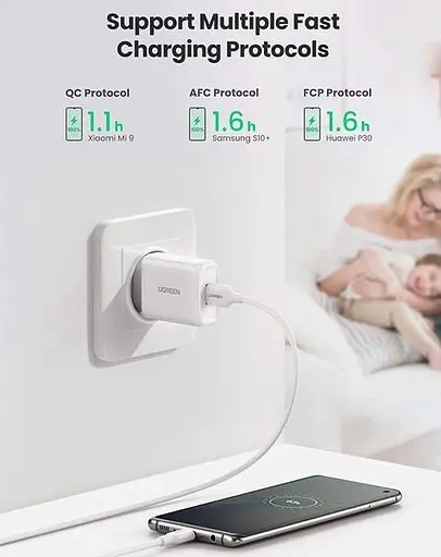 Мережевий зарядний пристрій Ugreen CD122 QC3.0 USB Fast Charger EU 18W білий (10133) - фото 2
