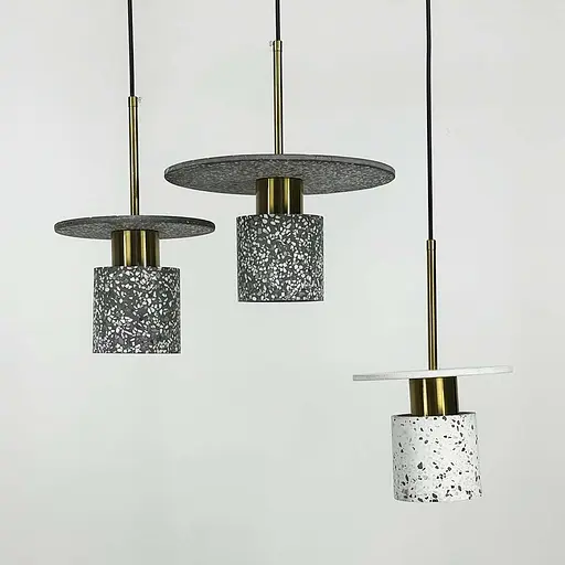 Підвіс Terrazzo Cylinder із сірим бетонним плафоном 30 см в стилі Ар-деко Line.F MJ 162-300 BK - фото 5