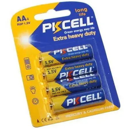 Батарейка AA (R6), солевая, PKCELL, 4 шт, 1.5V, Blister (R6P-4B) - фото 1