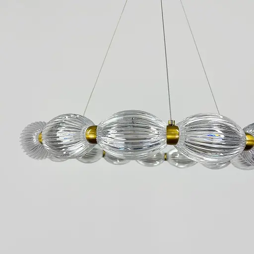 Led люстра з прозорими рельєфними кульками у латунному кільцевому корпусі Ø 58 см | Line F | Арт. MJ343-580 AB+CL - фото 3