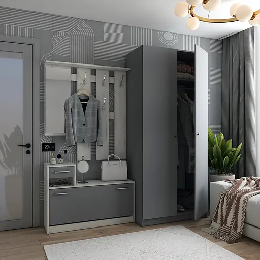 Прихожая Doros Alice и шкаф Promo 2 ДСП Сосна Натти/Графит 2 ДСП (42005198) - фото 2