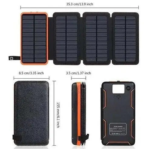Портативна батарея Power Bank 25000mAh + Solare S025 сонячний заряд - фото 2