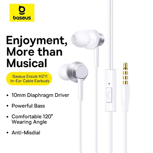 Навушники Baseus Encok HZ11 Wired Earphones Moon White - фото 5