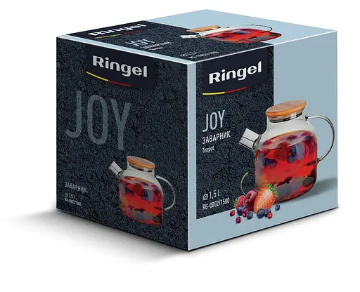 Заварник Ringel Joy 1500 мл загартоване скло, бамбукова кришка (RG-0002/1500) - фото 3