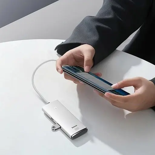 Переходник HUB Baseus Lite Series 4in1 (USB-A к USB3.0*4) (0,25 м) (WKQX03) Белый - фото 5