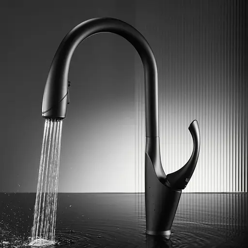 Cмеситель для кухни с выдвижным изливом черный "Лебедь" Nett SBB-435 Черный - фото 3