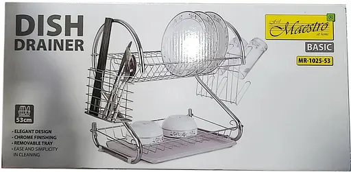 Сушарка для посуду Maestro Basic MR-1025-53 з нержавіючої сталі двоярусна з піддоном - фото 4