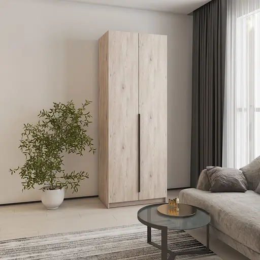 Шафа 2-дверна MebelStar Оскар ДСП BG, комплект полиць 80x52x220 см Аляска сірий (MBS-4449)