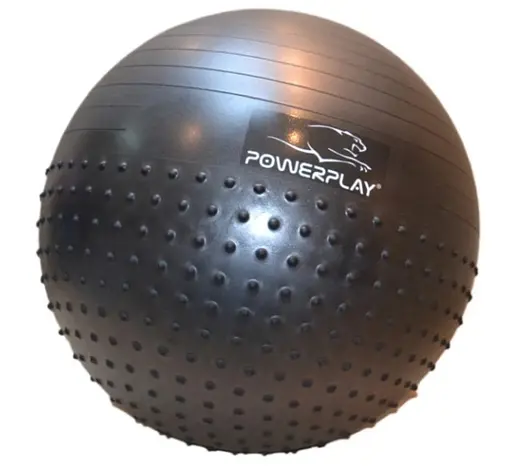 М'яч для фітнесу (фітбол) напівмасажний PowerPlay 4003 Ø75 cm Gymball Темно-сірий + помпа (PP_4003_D75_Dark-grey) - фото 2