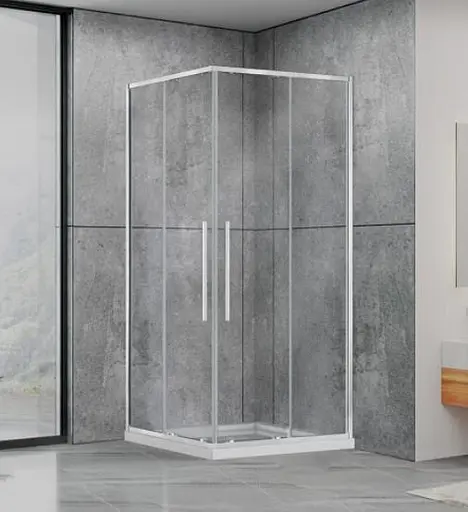 Душевая кабина Dusel DSL194 Chrome 900x900x1900, Универсальная, прозрачная, хром, 90x90 - фото 1